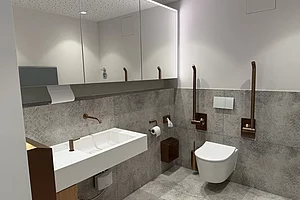 Innenarchitektur Augsburg, barrierefreies WC, hochwertige Materialien, Gestaltung Praxisräume Innenarchitektur Augsburg, barrierefreies WC, hochwertige Materialien, Gestaltung Praxisräume